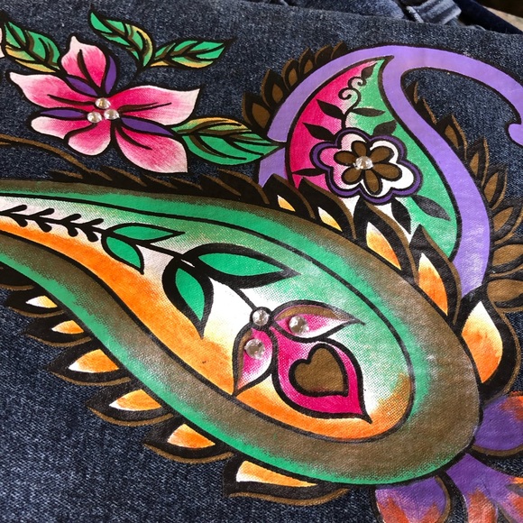 Diane Gilman Painted Jeans size 8 NWT - Picture 8 of 8